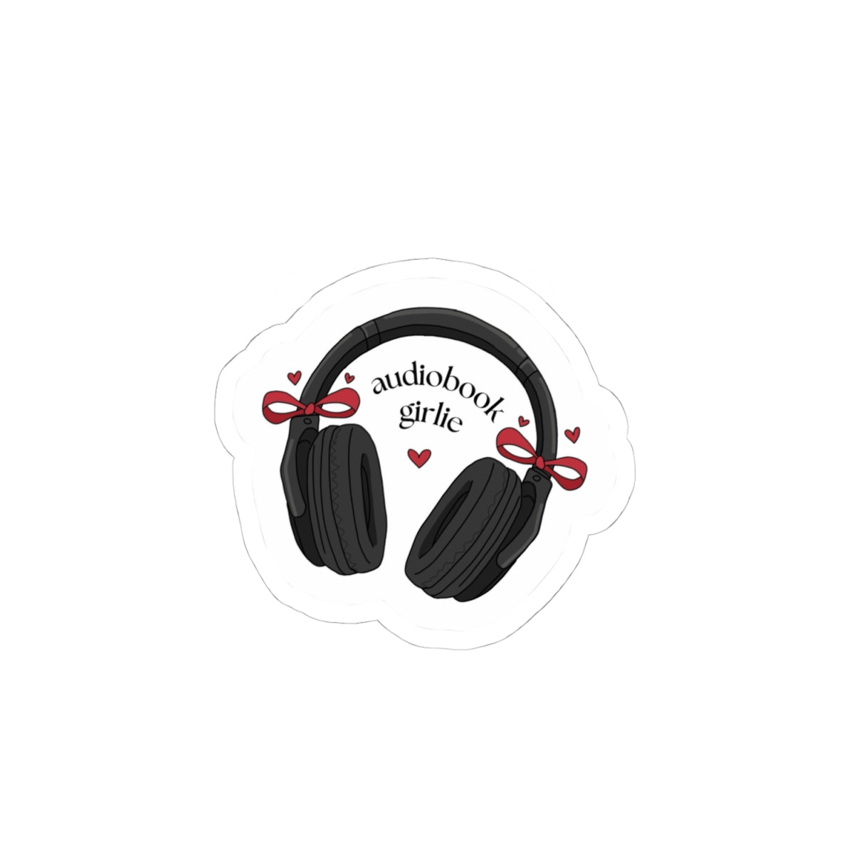 Audiobook Girlie Headphones Sticker — Cute Audio Lover Laptop Decal