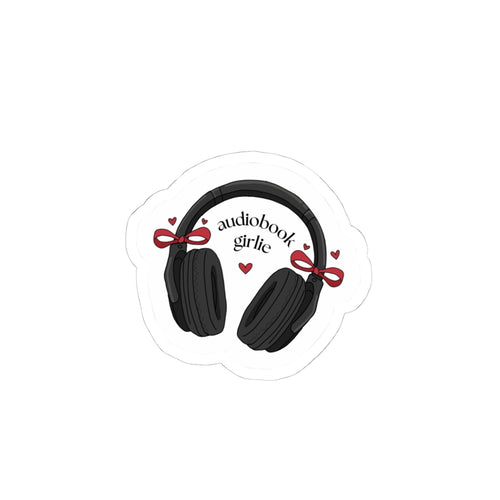 Audiobook Girlie Headphones Sticker — Cute Audio Lover Laptop Decal