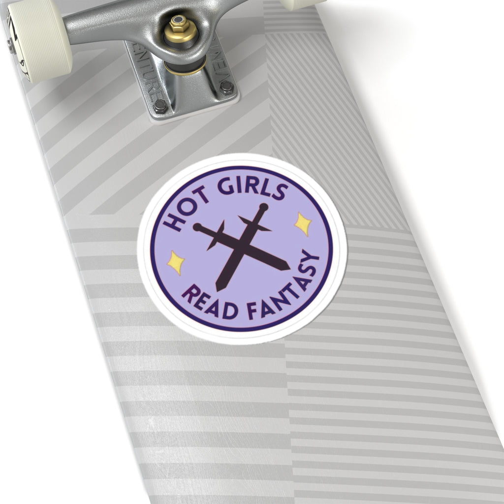 Hot Girls Read Fantasy Sticker — Round Laptop Sticker Decal