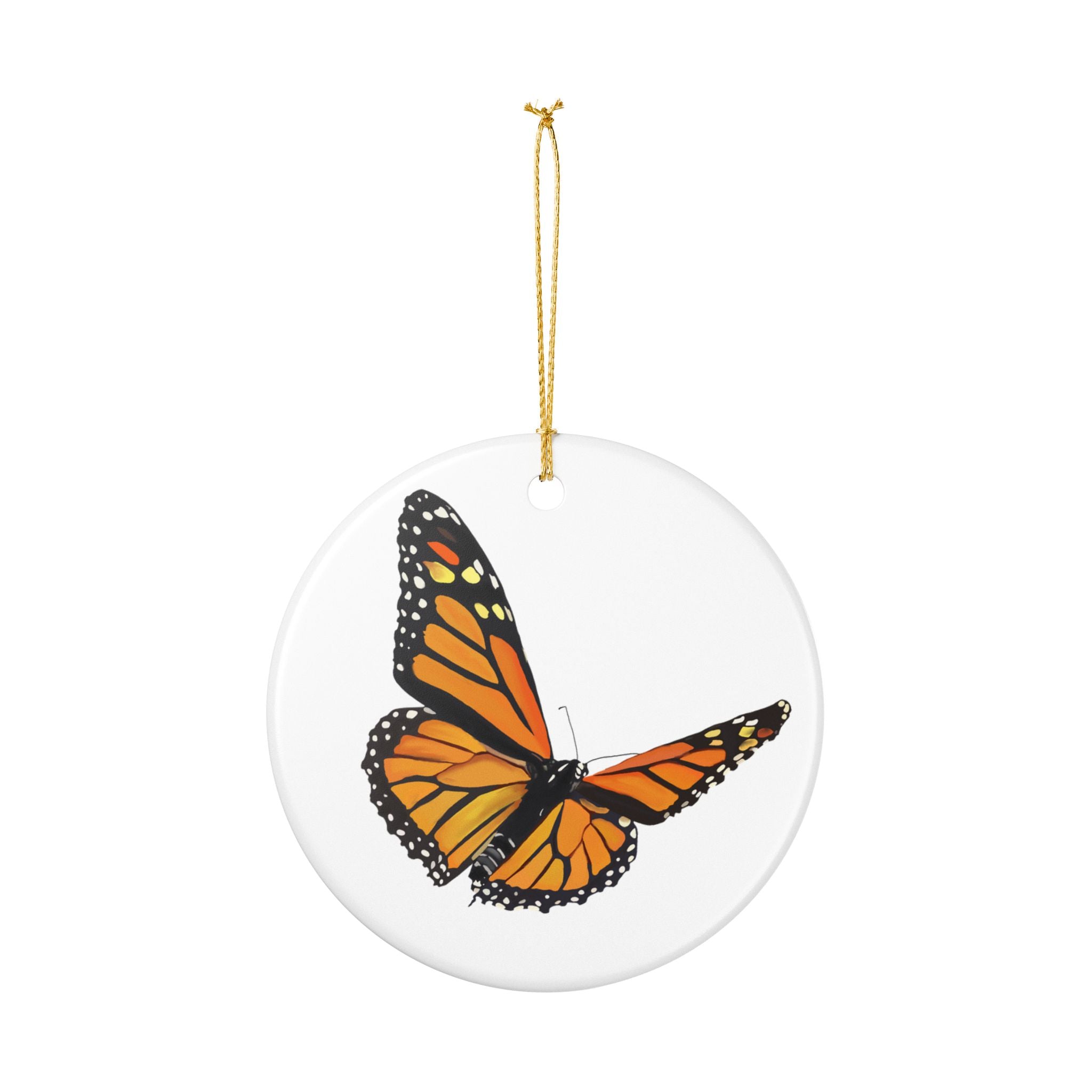 Monarch Butterfly Ceramic Ornament — Hand-Painted Holiday & Home Décor