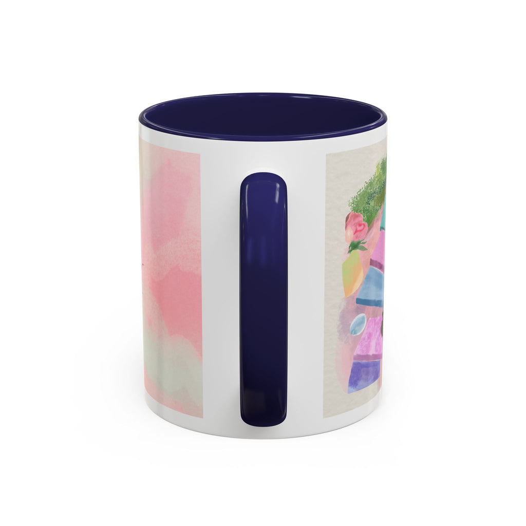 Pastel Floral Accent Coffee Mug — "Mchalie Creates" Artist Logo
