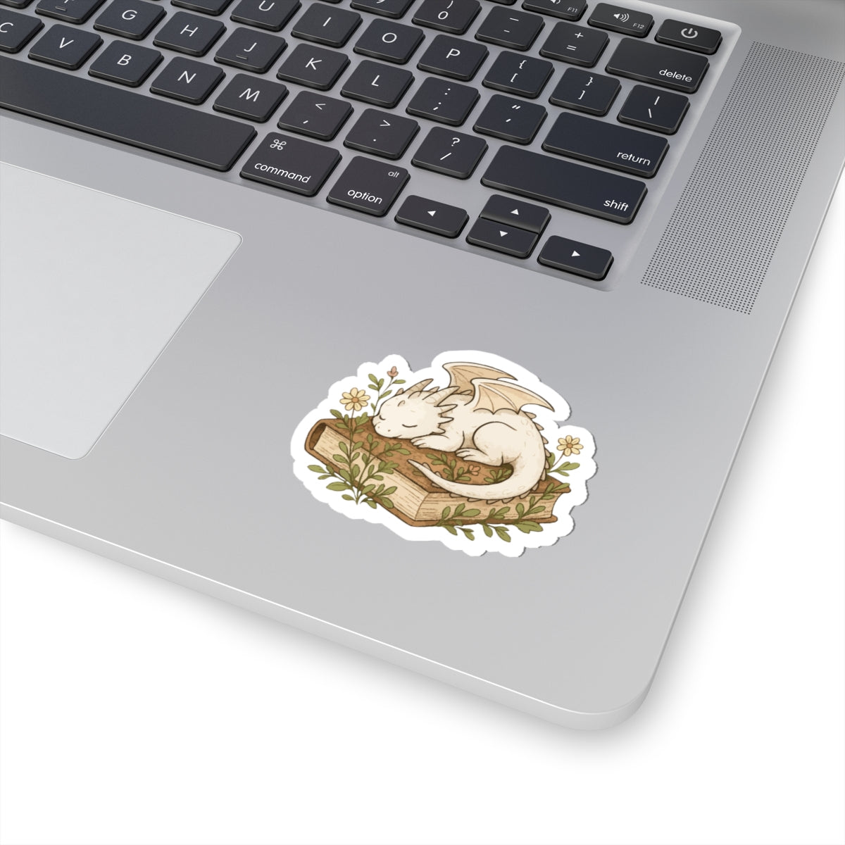 Sleeping Dragon on Book Sticker — Cute Fantasy Laptop Decal