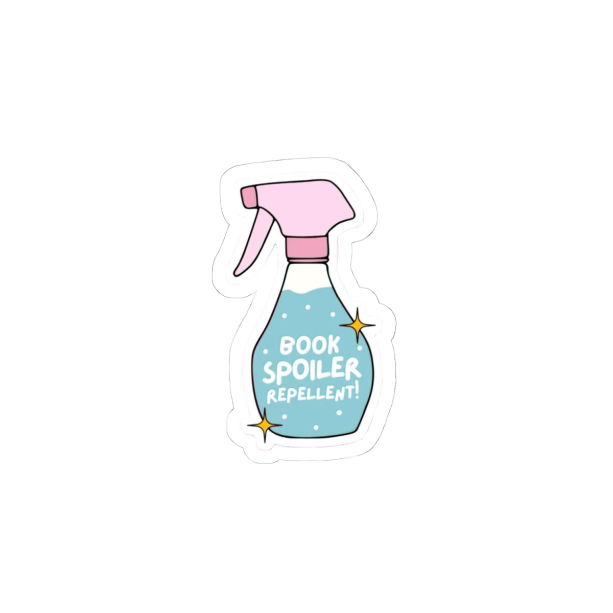 Book Spoiler Repellent Sticker — Cute Spray Bottle Sticker for Laptops, Water Bottles & Journals