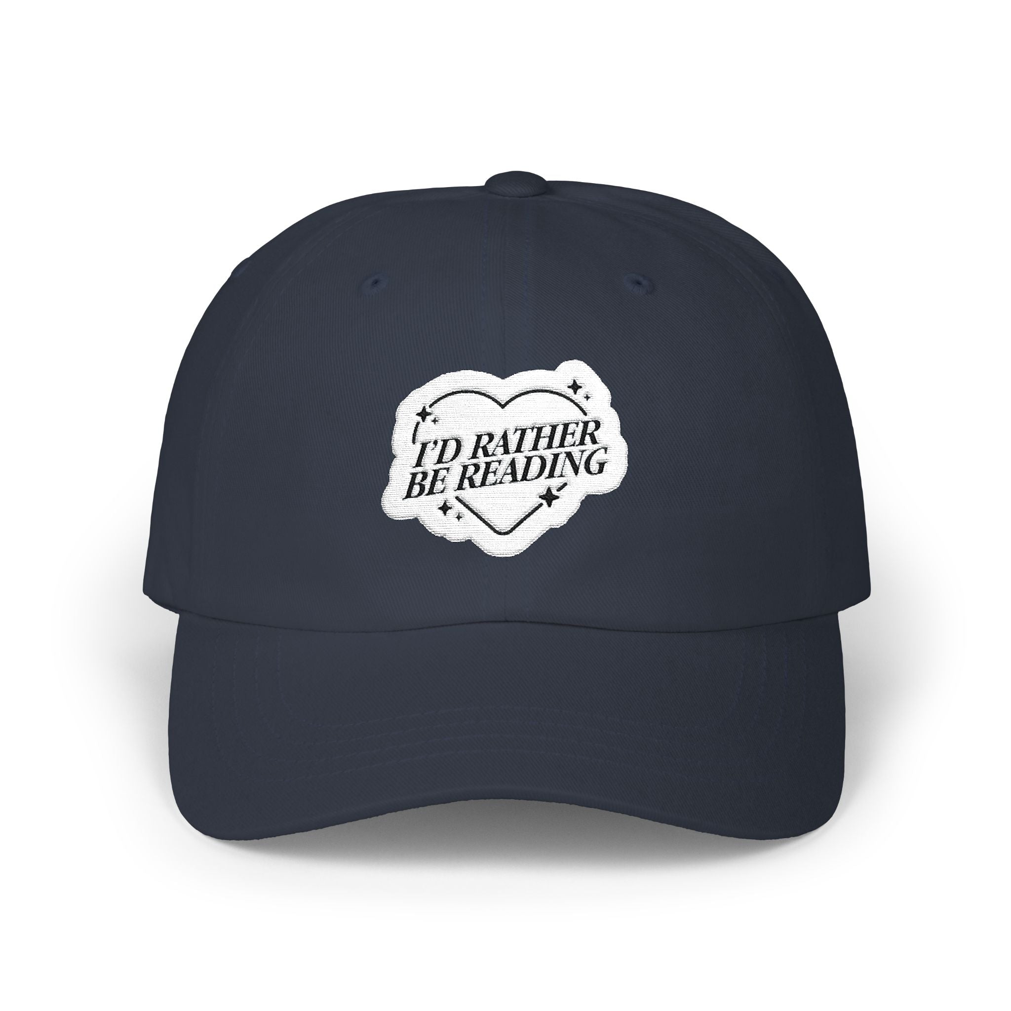 "I'd Rather Be Reading" Embroidered Heart Book Lover Hat