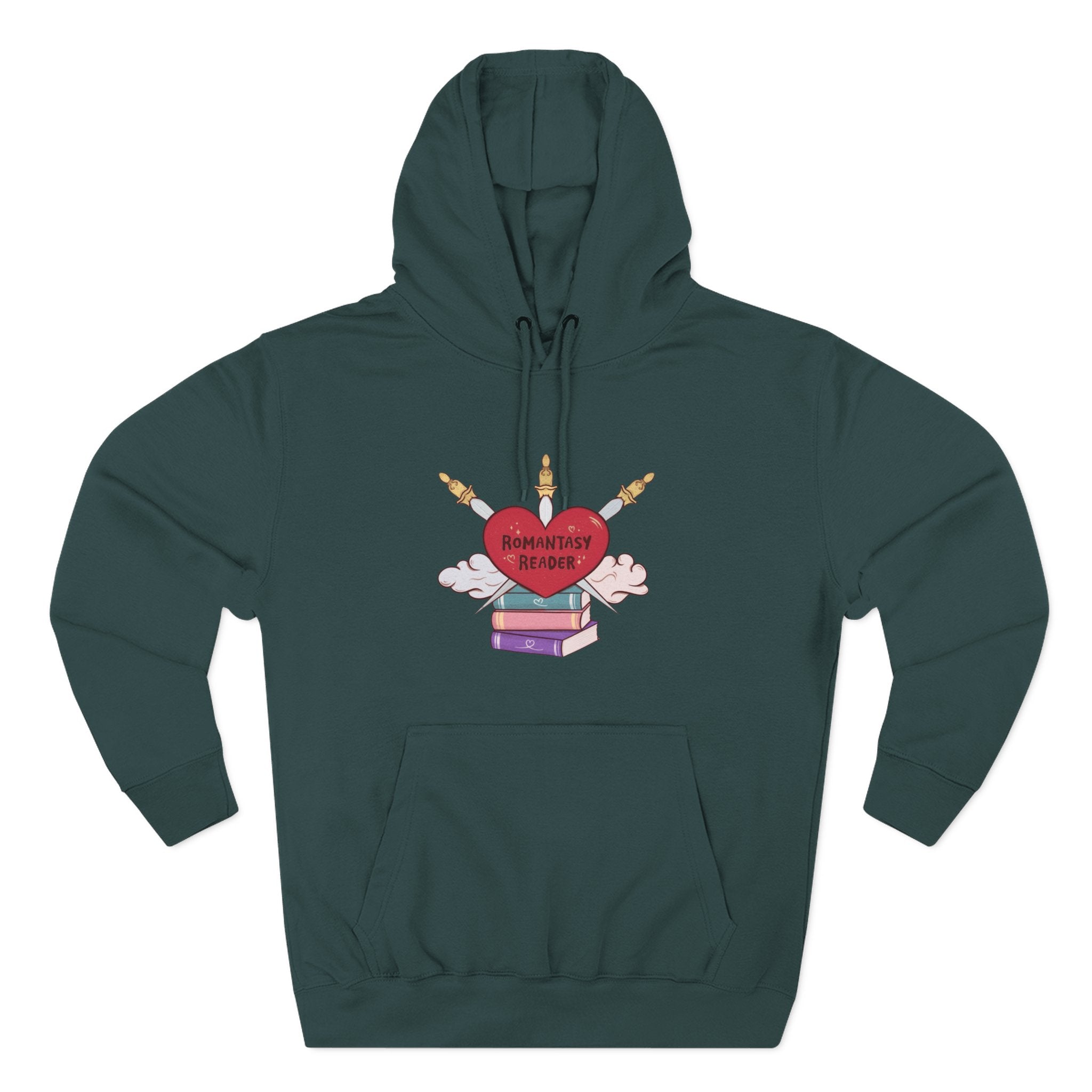Romantic Reader Hoodie — Heart & Books Fleece Pullover