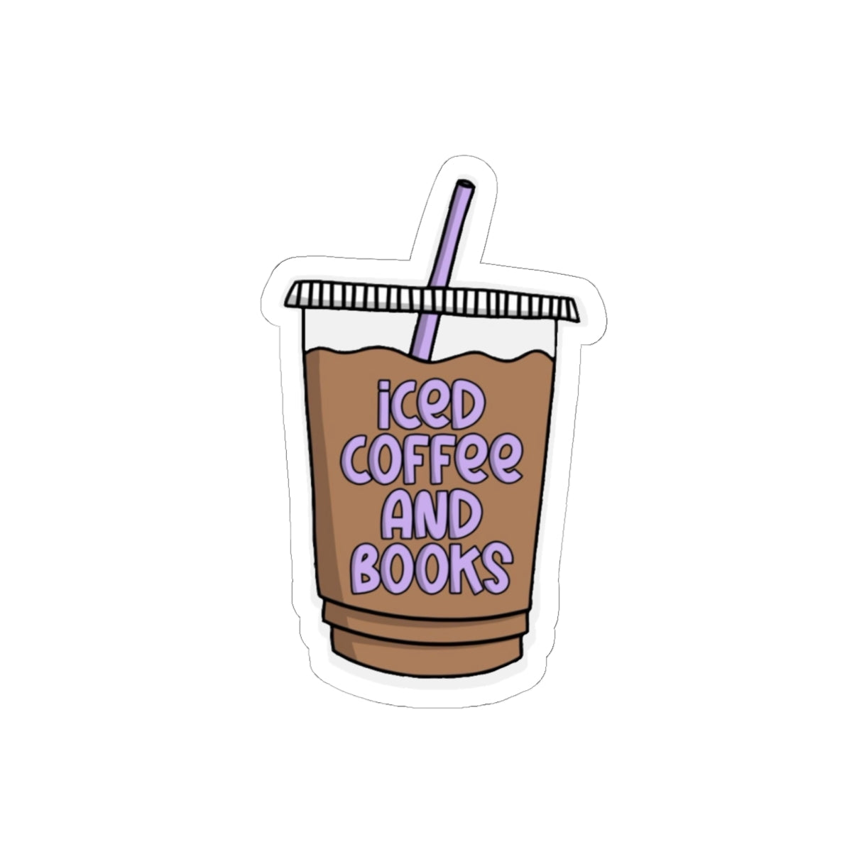 Iced Coffee and Books Sticker — Laptop Decal for Readers & Coffee Lovers