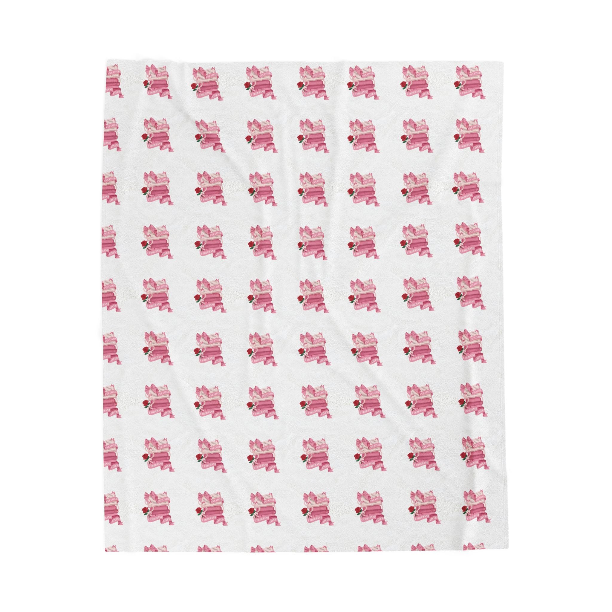 Plush Blanket — Pink Floral Bunny Repeat Velveteen Throw