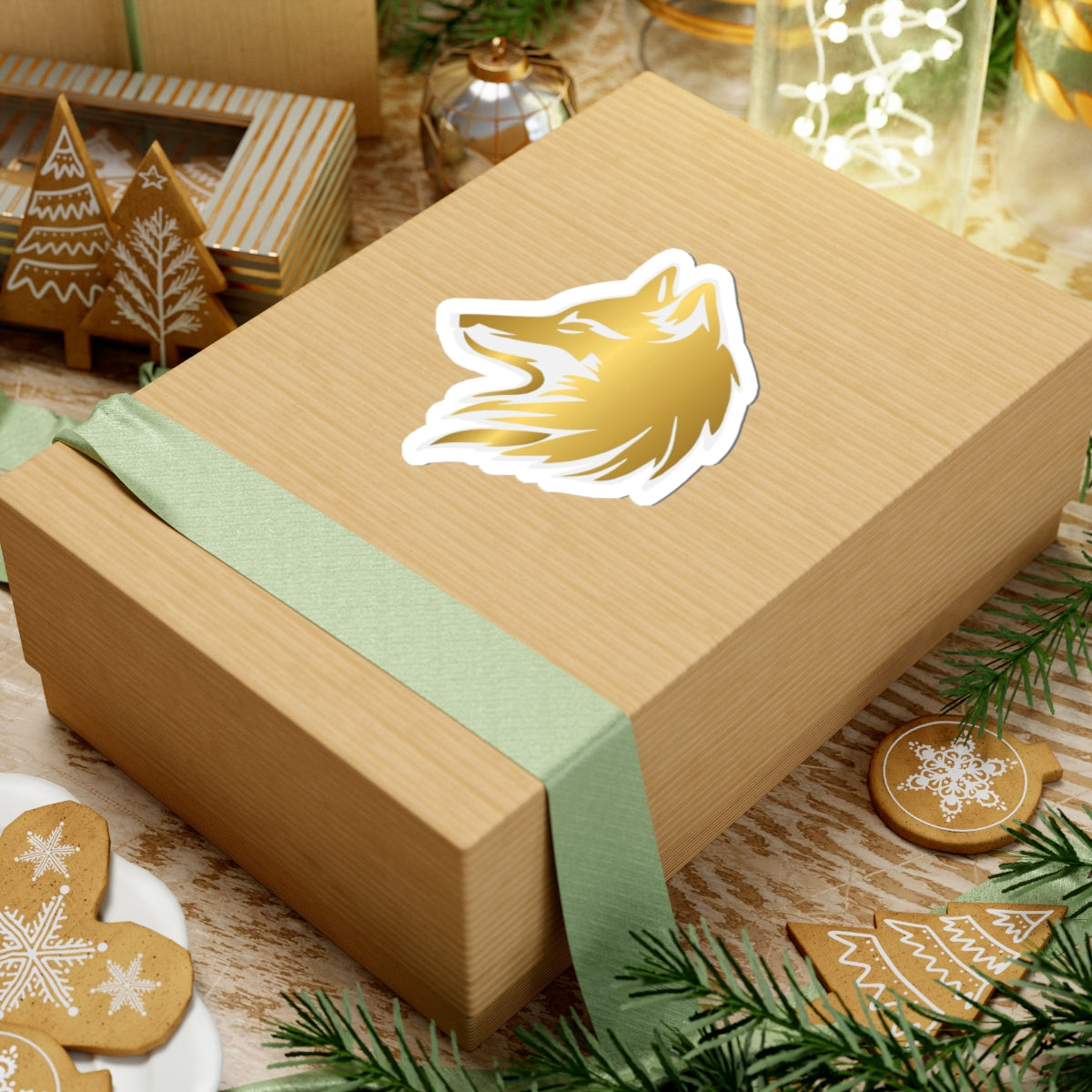 Gold Wolf Head Sticker Sticker Vinyl Decal for Laptops & Water Bottles