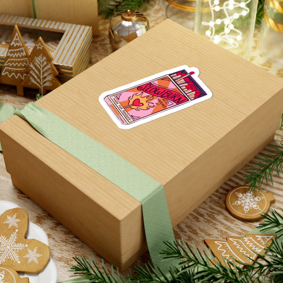 'Slow Burn' Matchbox Design (Pink & Orange) Sticker Decal