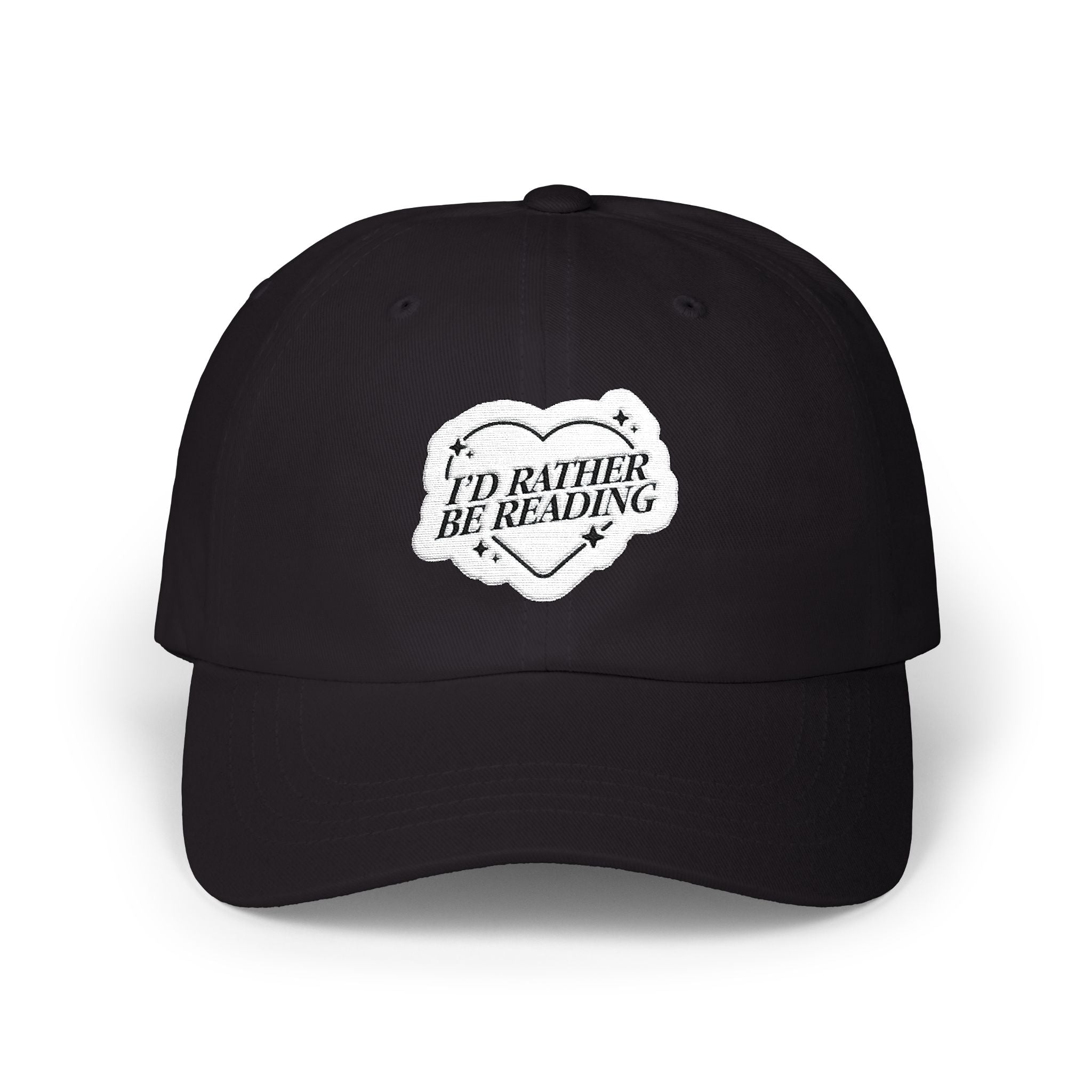 "I'd Rather Be Reading" Embroidered Heart Book Lover Hat