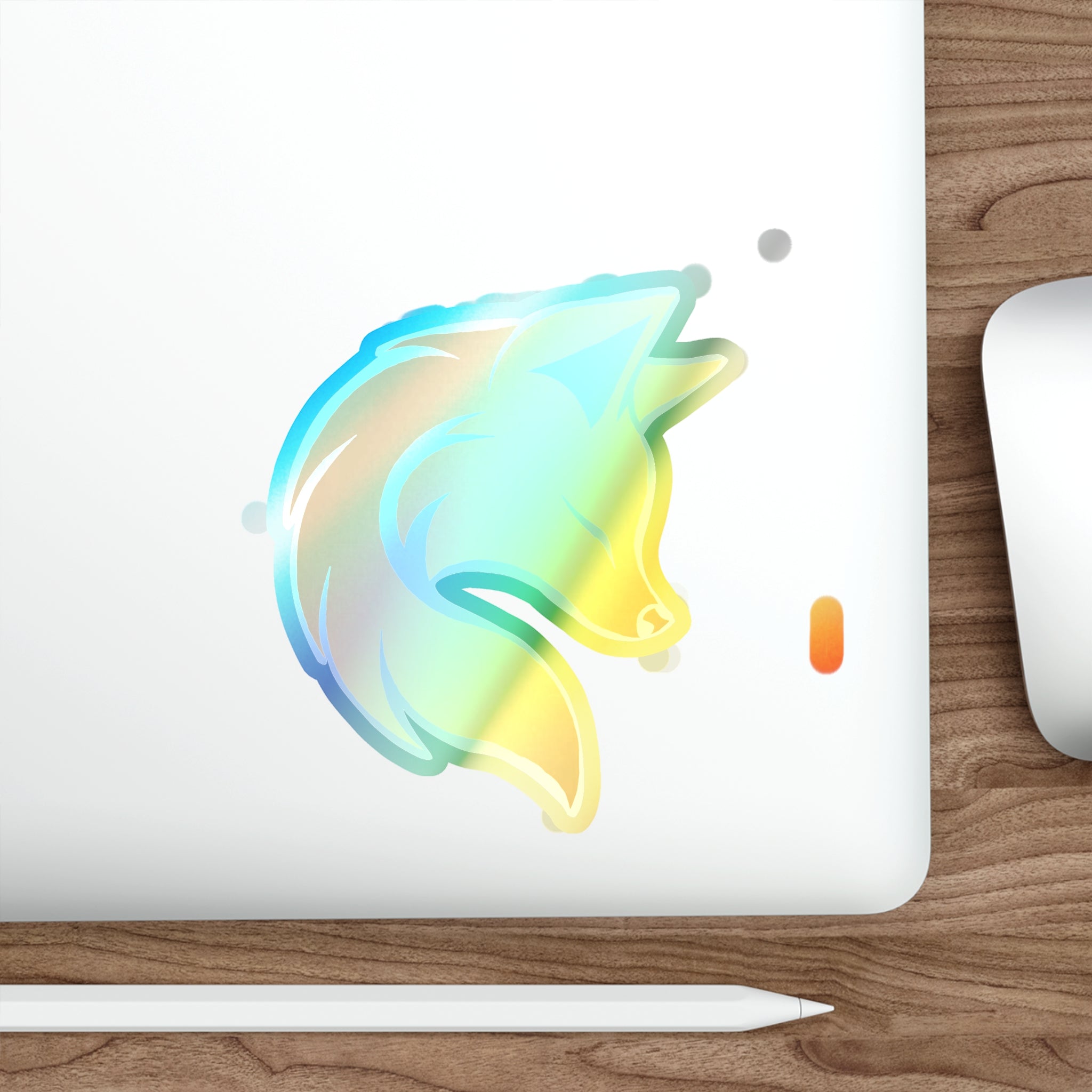 Holographic Fox Head Die-Cut Sticker — Iridescent Vinyl Skateboard Decals
