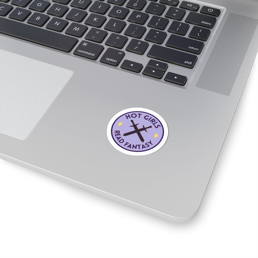 Hot Girls Read Fantasy Sticker — Round Laptop Sticker Decal