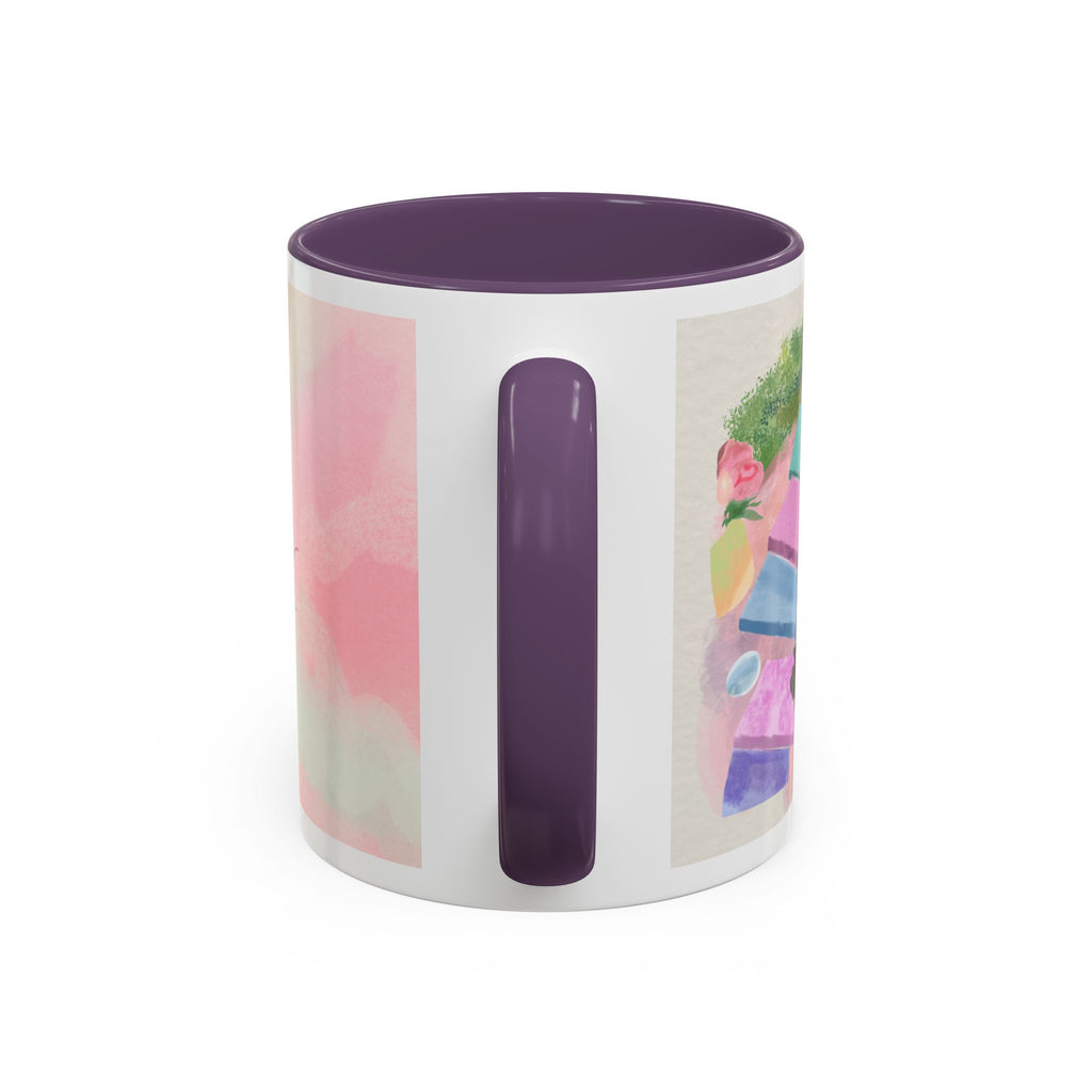 Pastel Floral Accent Coffee Mug — "Mchalie Creates" Artist Logo