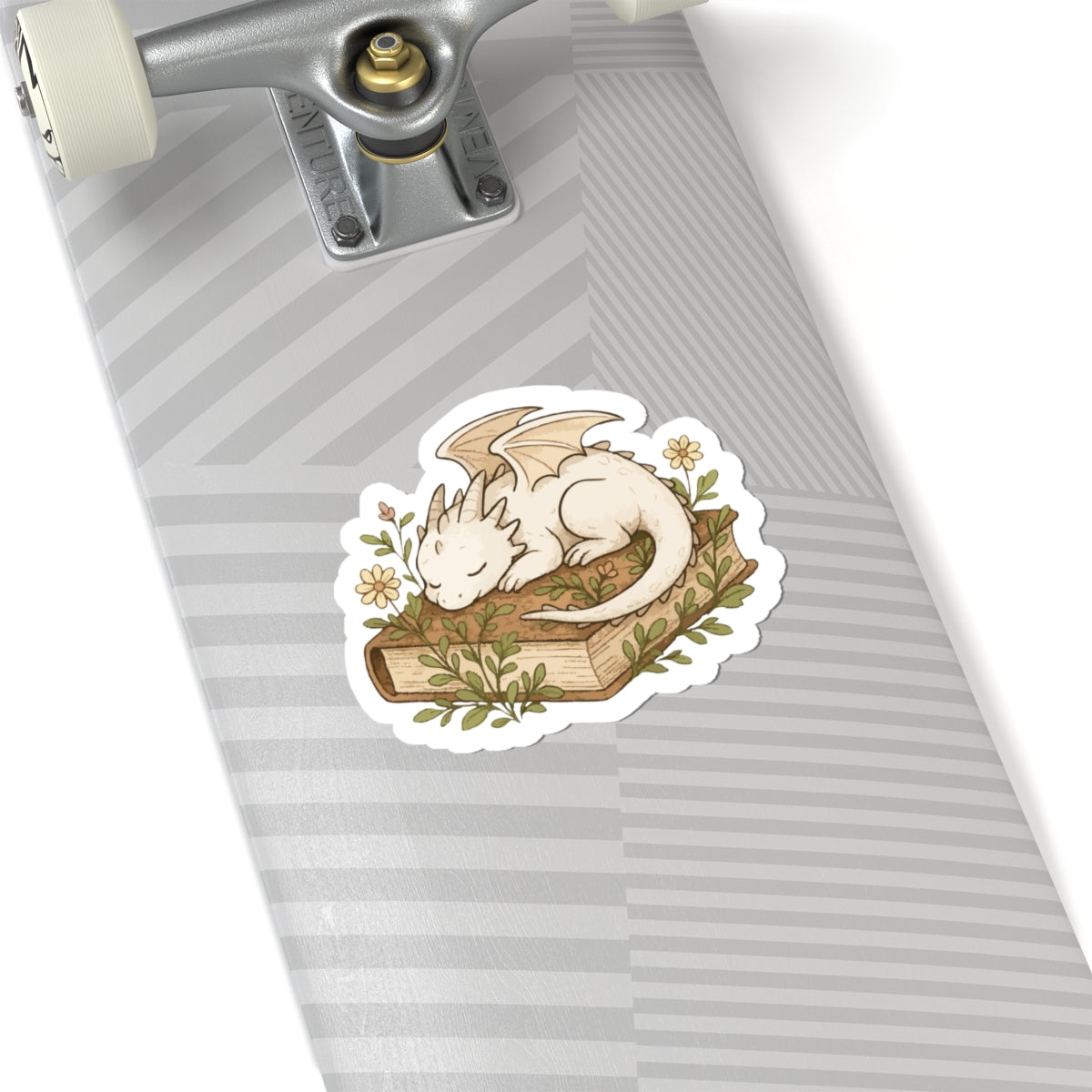 Sleeping Dragon on Book Sticker — Cute Fantasy Laptop Decal