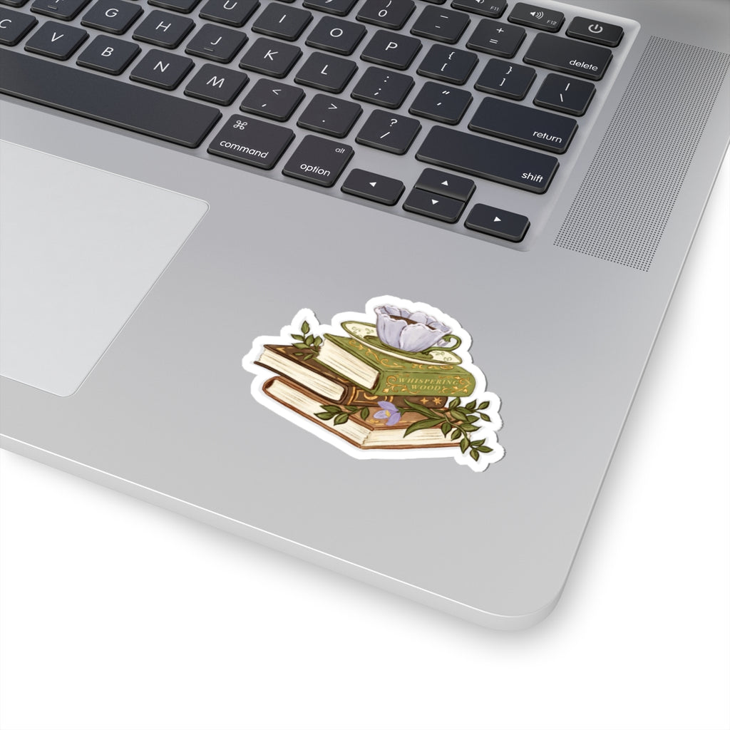 Cozy Teacup & Books Sticker Vintage Reading Aesthetic Decal