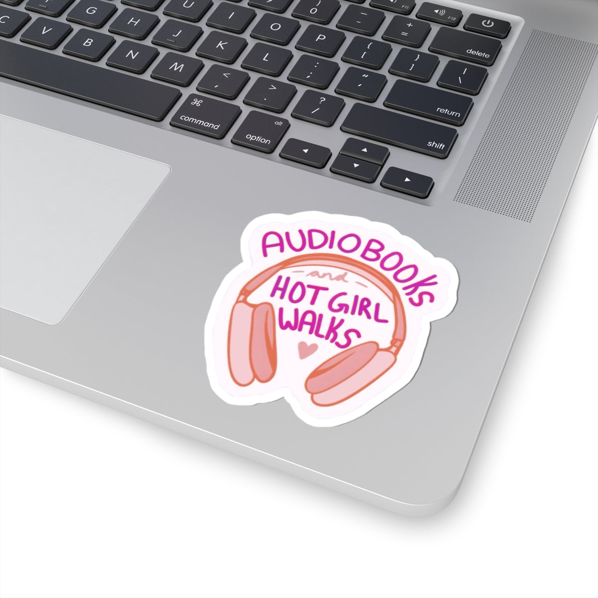 Audiobooks & Hot Girl Walks Sticker Cute Pink Headphones Sticker