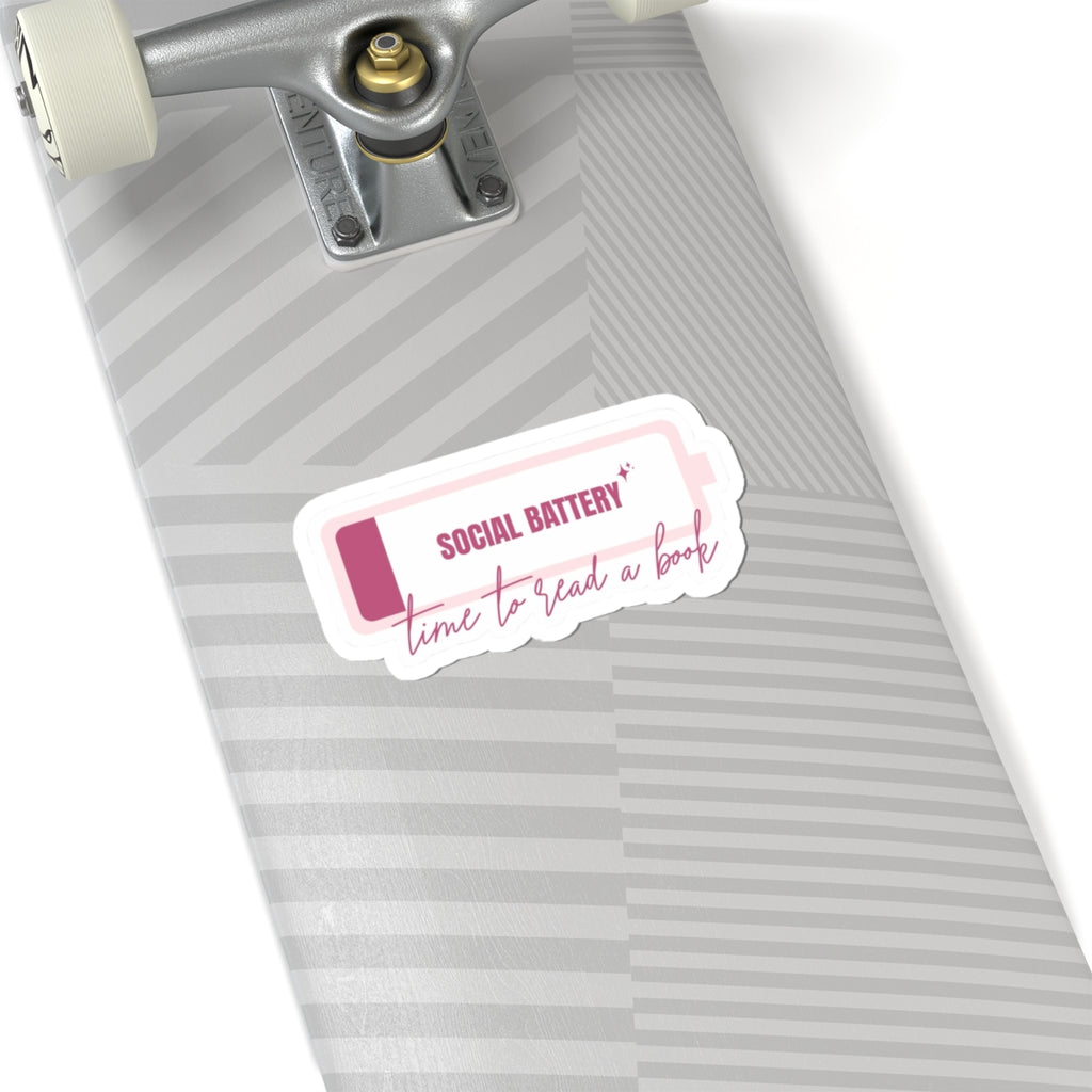 Social Battery Sticker "Time to Read a Book" Laptop Decal