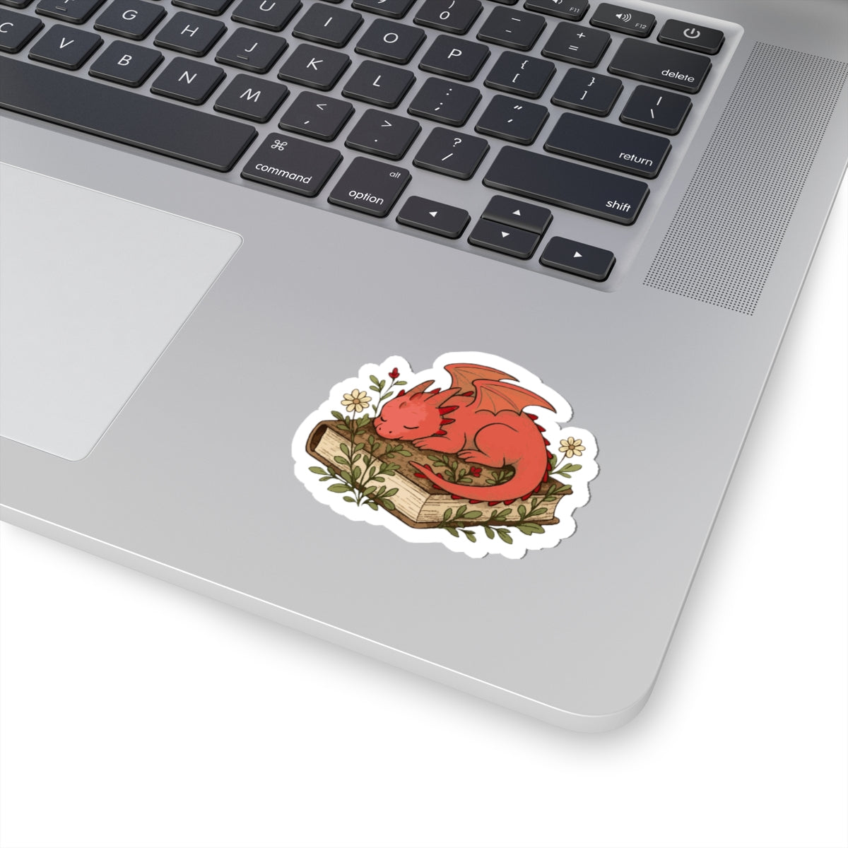 Sleeping Dragon on Books Stickers — Cute Red Dragon for Laptops, Journals & Gifts
