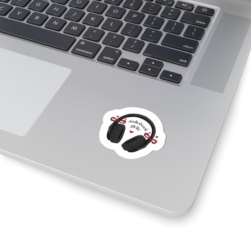 Audiobook Girlie Headphones Sticker — Cute Audio Lover Laptop Decal