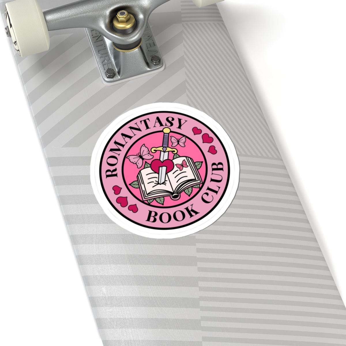 Romantasy Book Club Sticker — Pink Heart & Dagger Kiss-Cut Sticker for Readers