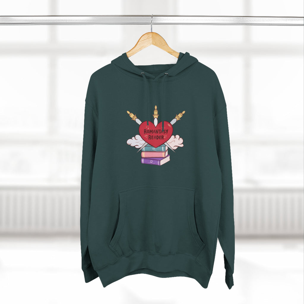 Romantic Reader Hoodie — Heart & Books Fleece Pullover