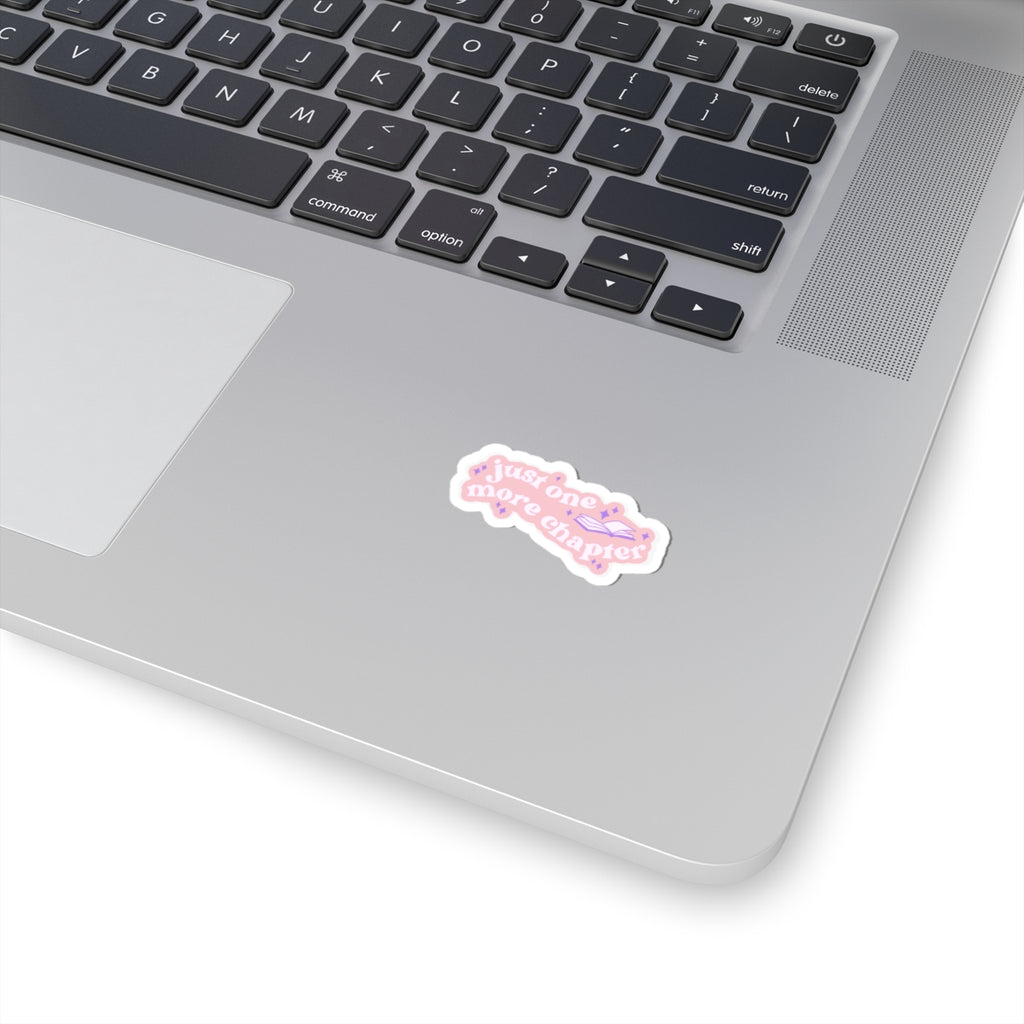 Just One More Chapter Sticker — Cute Pink Booklover Laptop Decal