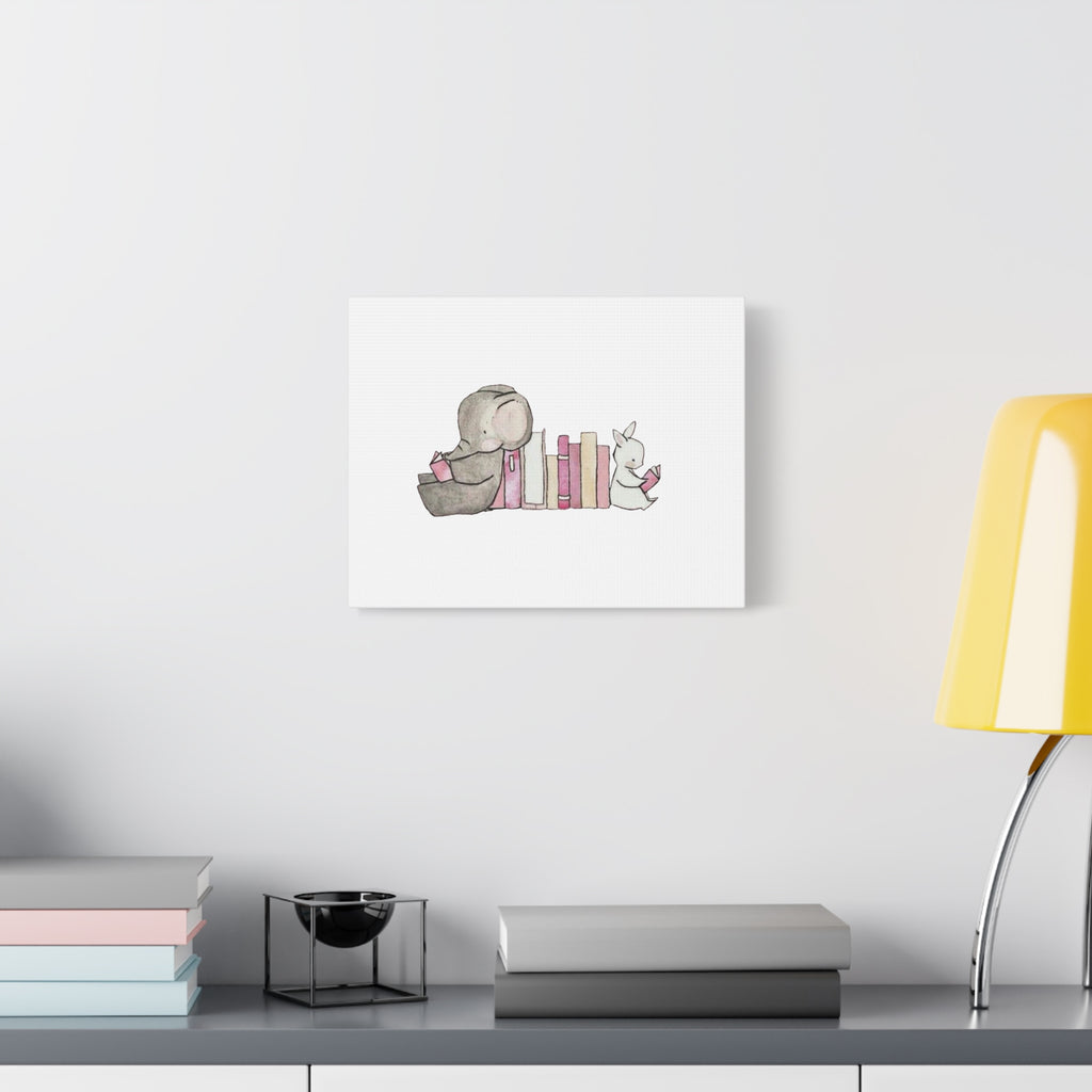 Nursery Storytime Canvas Print Elephant & Bunny Reading Wall Art