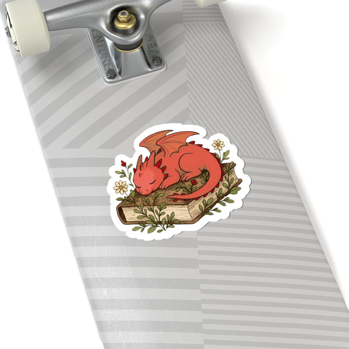 Sleeping Dragon on Books Stickers — Cute Red Dragon for Laptops, Journals & Gifts