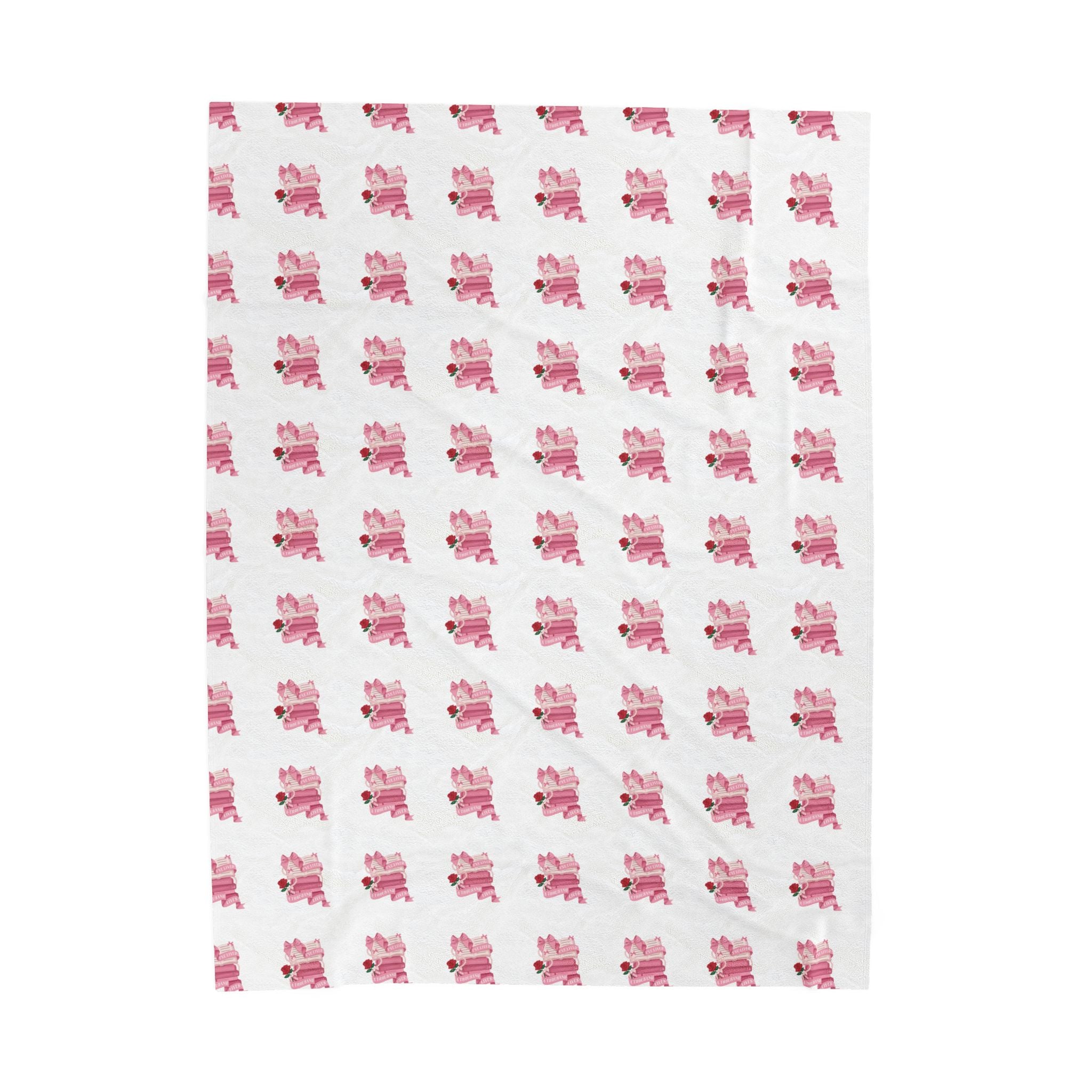 Plush Blanket — Pink Floral Bunny Repeat Velveteen Throw