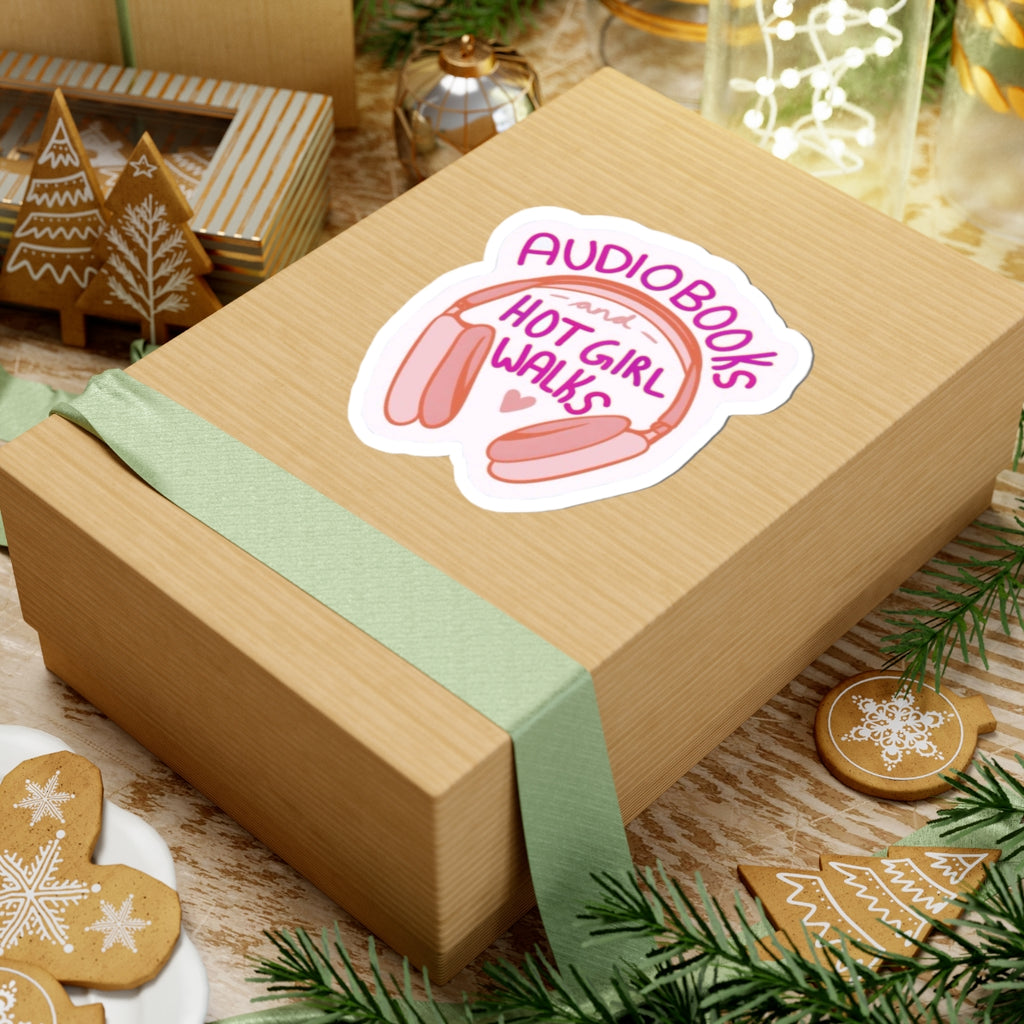 Audiobooks & Hot Girl Walks Sticker Cute Pink Headphones Sticker