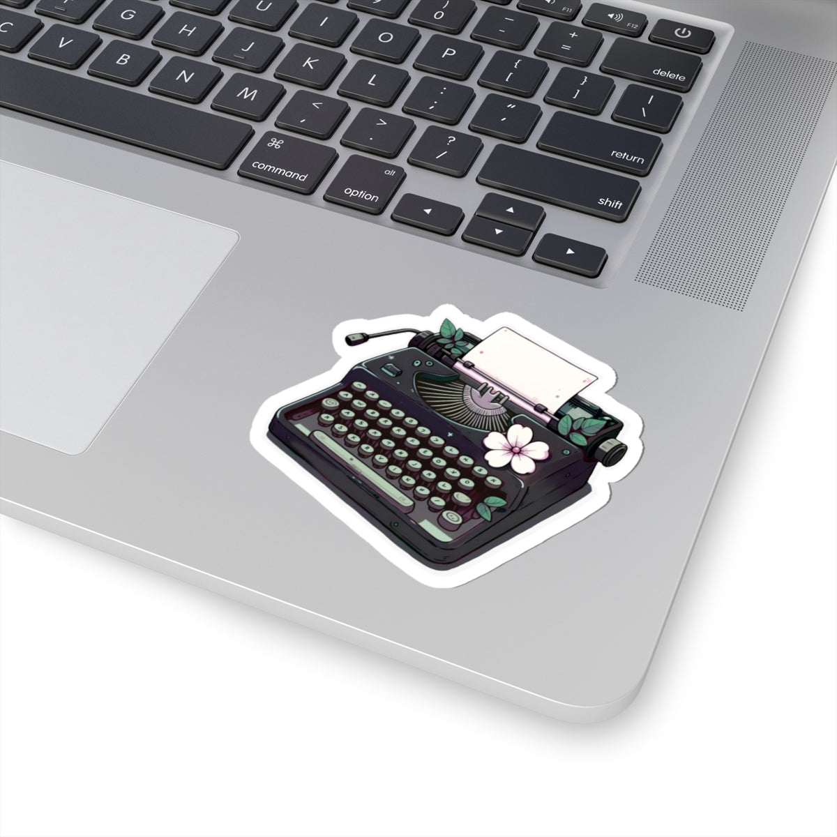 Vintage Typewriter Book ticker — Floral Retro Writer Laptop Decal