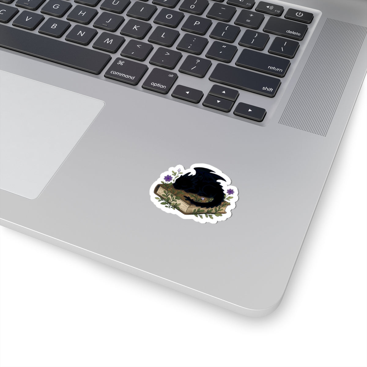 Dragon on book Sticker — Cute Sleeping Black Dragon Sticker for Laptops & Journals