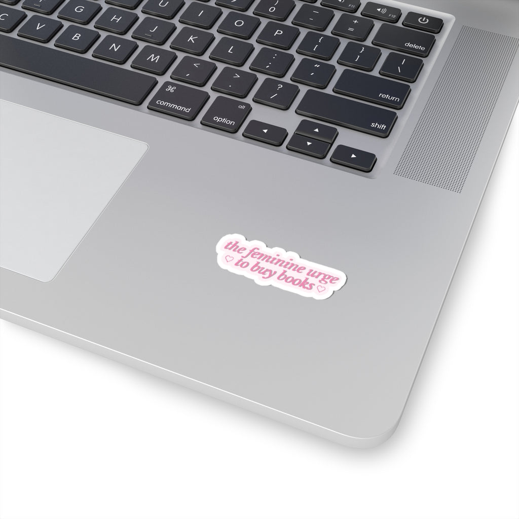Sticker — "the feminine urge to buy books" Pink Aesthetic Book Lover Sticker