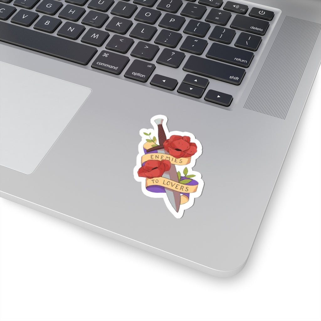 “Enemies to Lovers” Sticker Dagger & Roses Decorative Sticker Decal