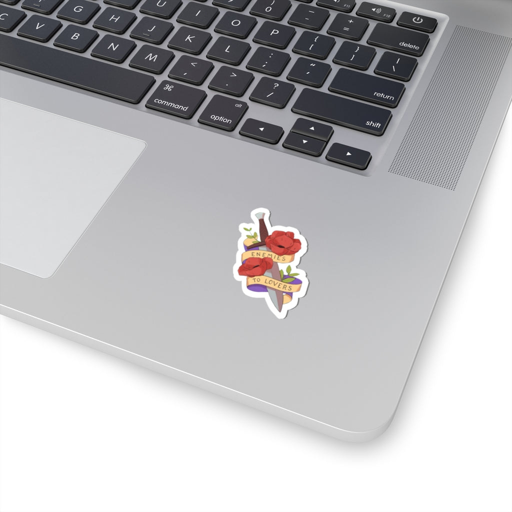 “Enemies to Lovers” Sticker Dagger & Roses Decorative Sticker Decal