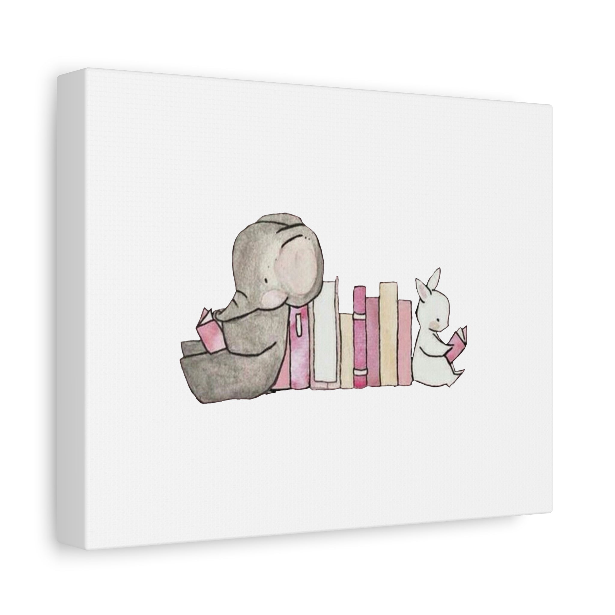 Nursery Storytime Canvas Print Elephant & Bunny Reading Wall Art