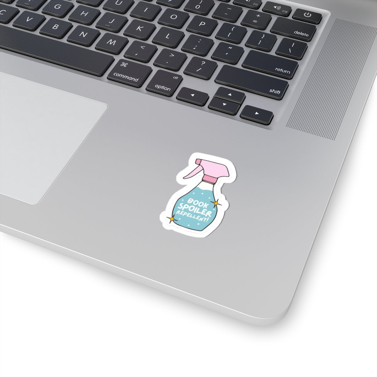 Book Spoiler Repellent Sticker — Cute Spray Bottle Sticker for Laptops, Water Bottles & Journals