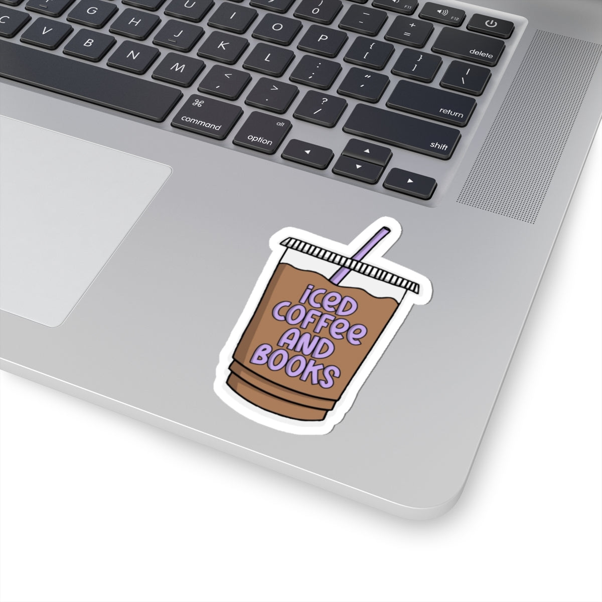 Iced Coffee and Books Sticker — Laptop Decal for Readers & Coffee Lovers