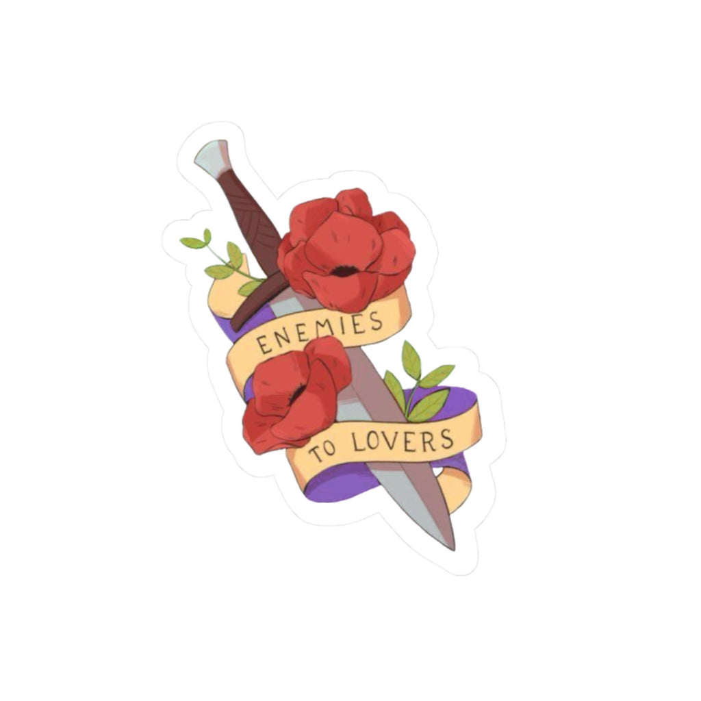 “Enemies to Lovers” Sticker Dagger & Roses Decorative Sticker Decal