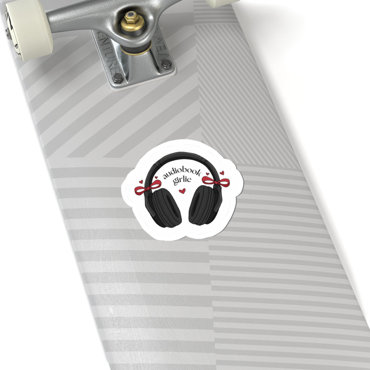 Audiobook Girlie Headphones Sticker — Cute Audio Lover Laptop Decal
