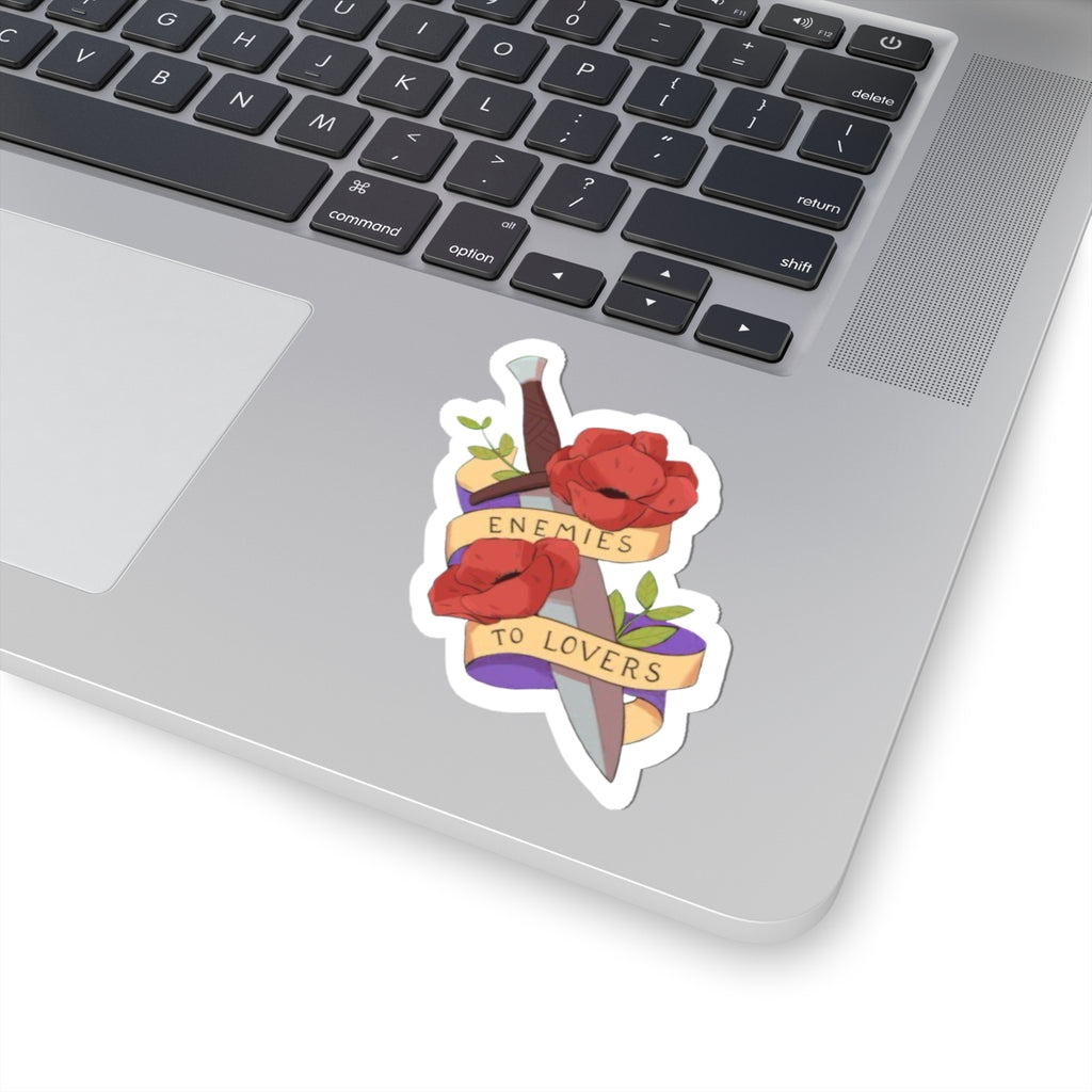 “Enemies to Lovers” Sticker Dagger & Roses Decorative Sticker Decal