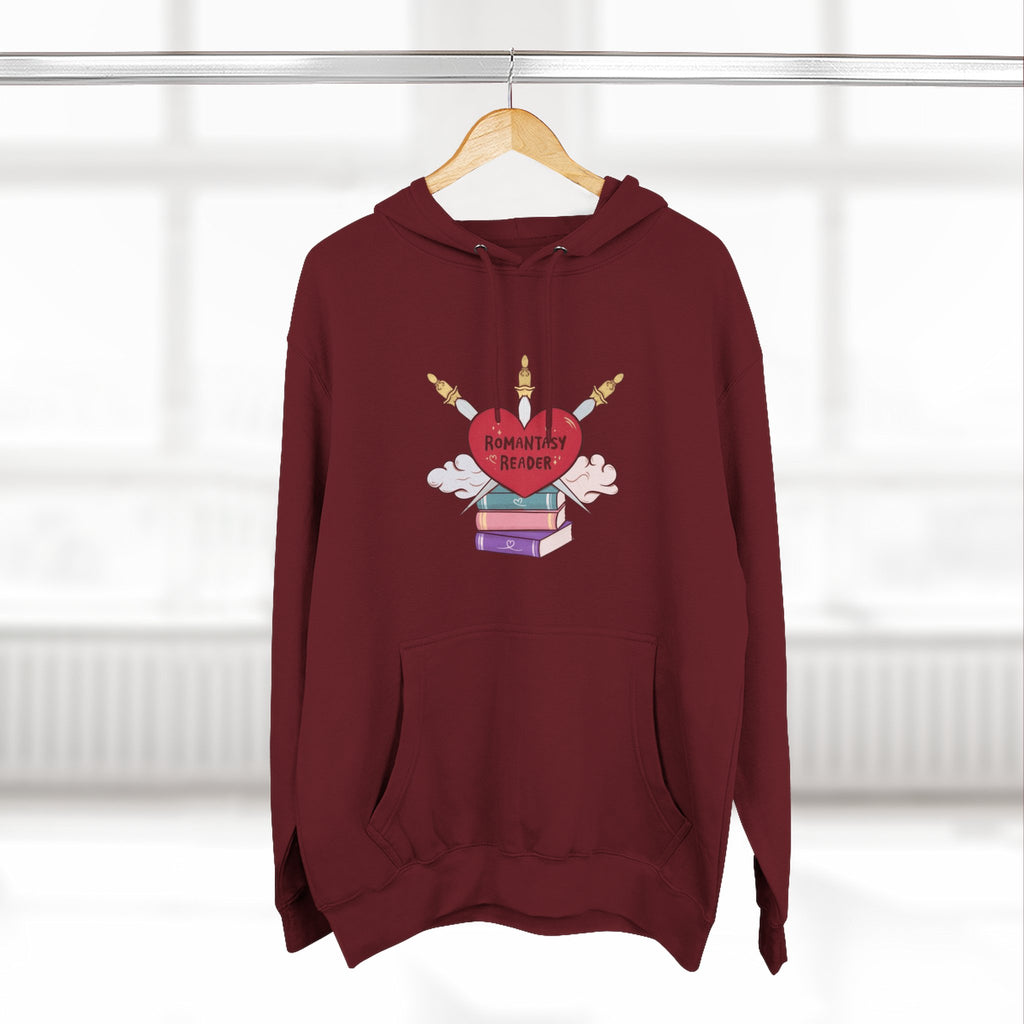 Romantic Reader Hoodie — Heart & Books Fleece Pullover