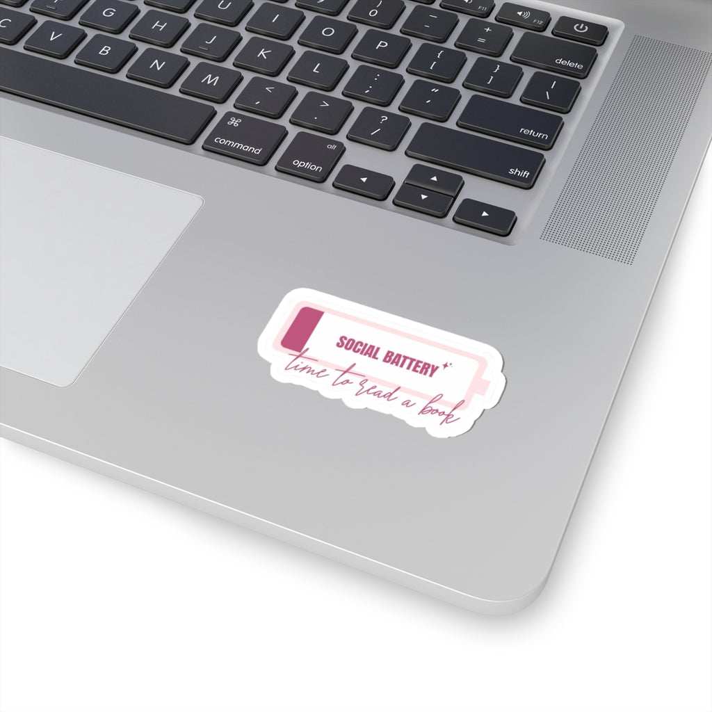 Social Battery Sticker "Time to Read a Book" Laptop Decal