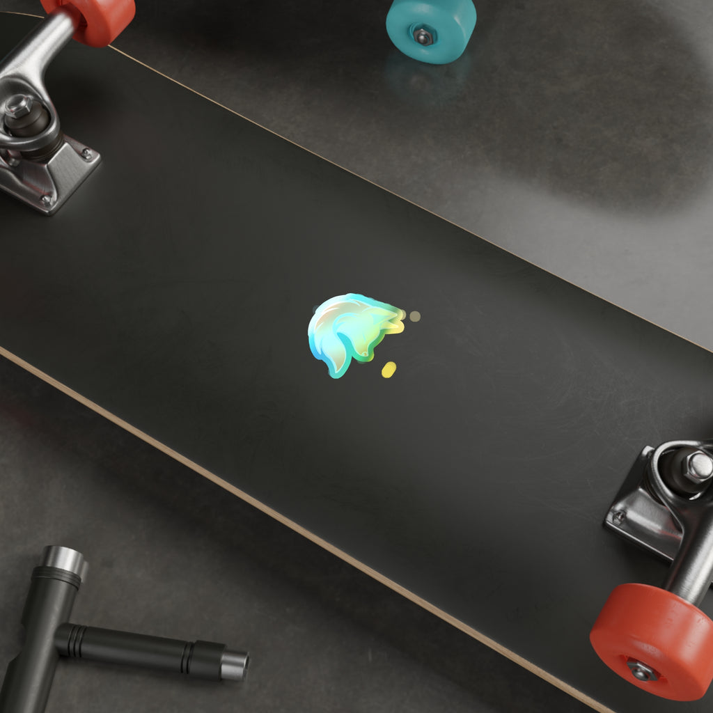 Holographic Fox Head Die-Cut Sticker — Iridescent Vinyl Skateboard Decals