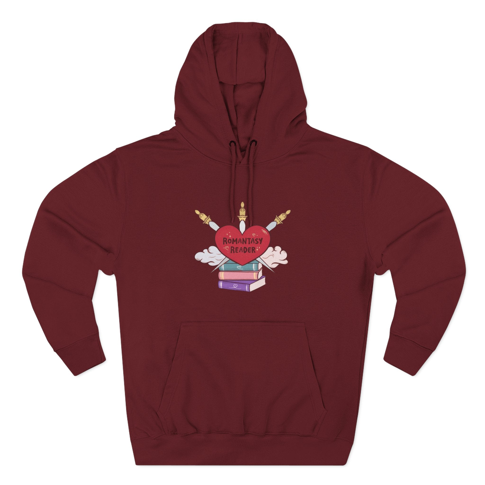 Romantic Reader Hoodie — Heart & Books Fleece Pullover