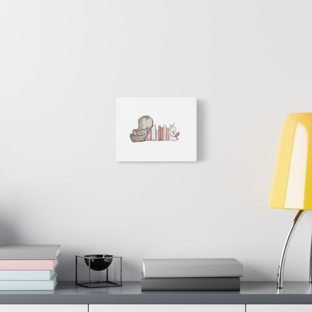 Nursery Storytime Canvas Print Elephant & Bunny Reading Wall Art