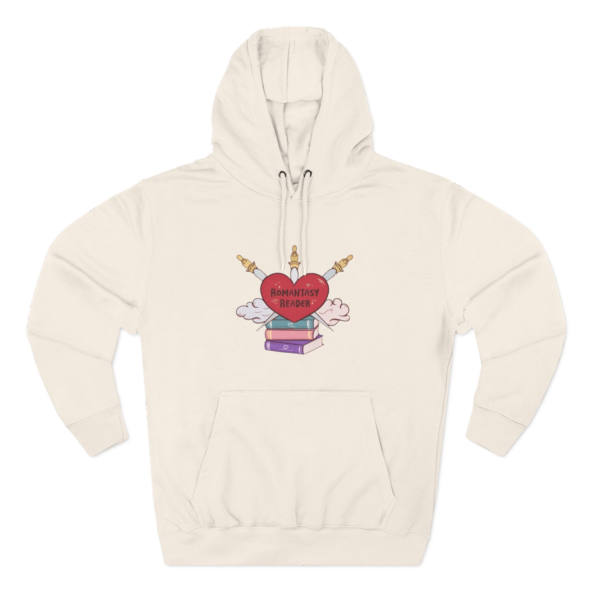Romantic Reader Hoodie — Heart & Books Fleece Pullover
