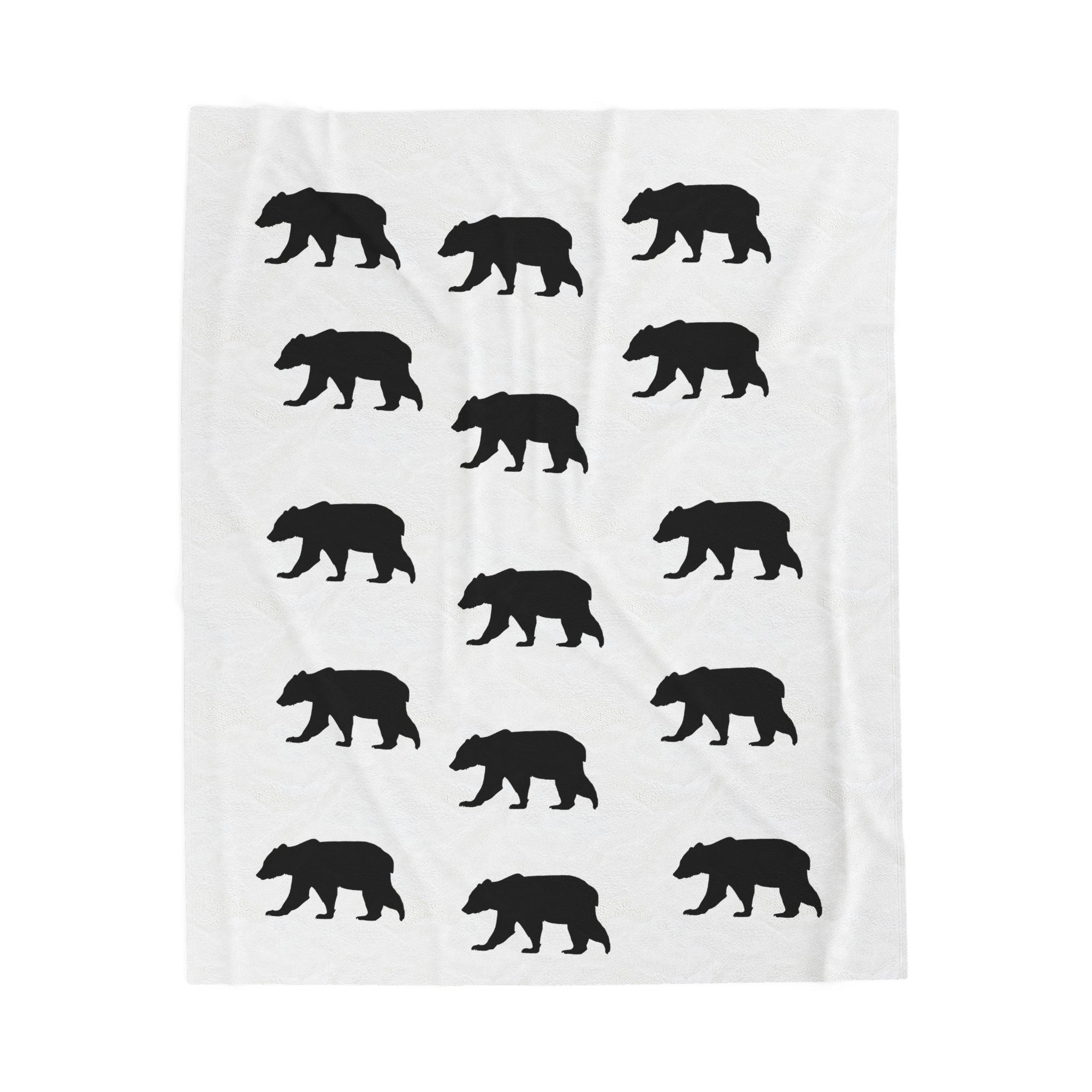 Bear Silhouette Velveteen Plush Blanket — Cozy Cabin Throw for Nature Lovers