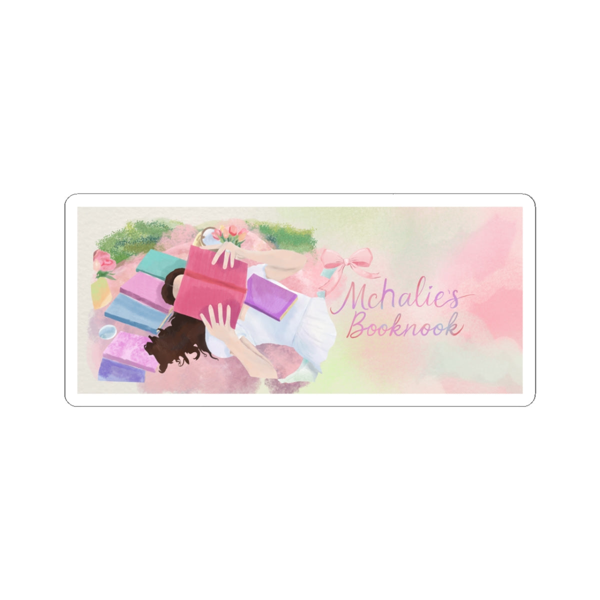 'Mchalie's Booknook' Pastel Reading Sticker Decal
