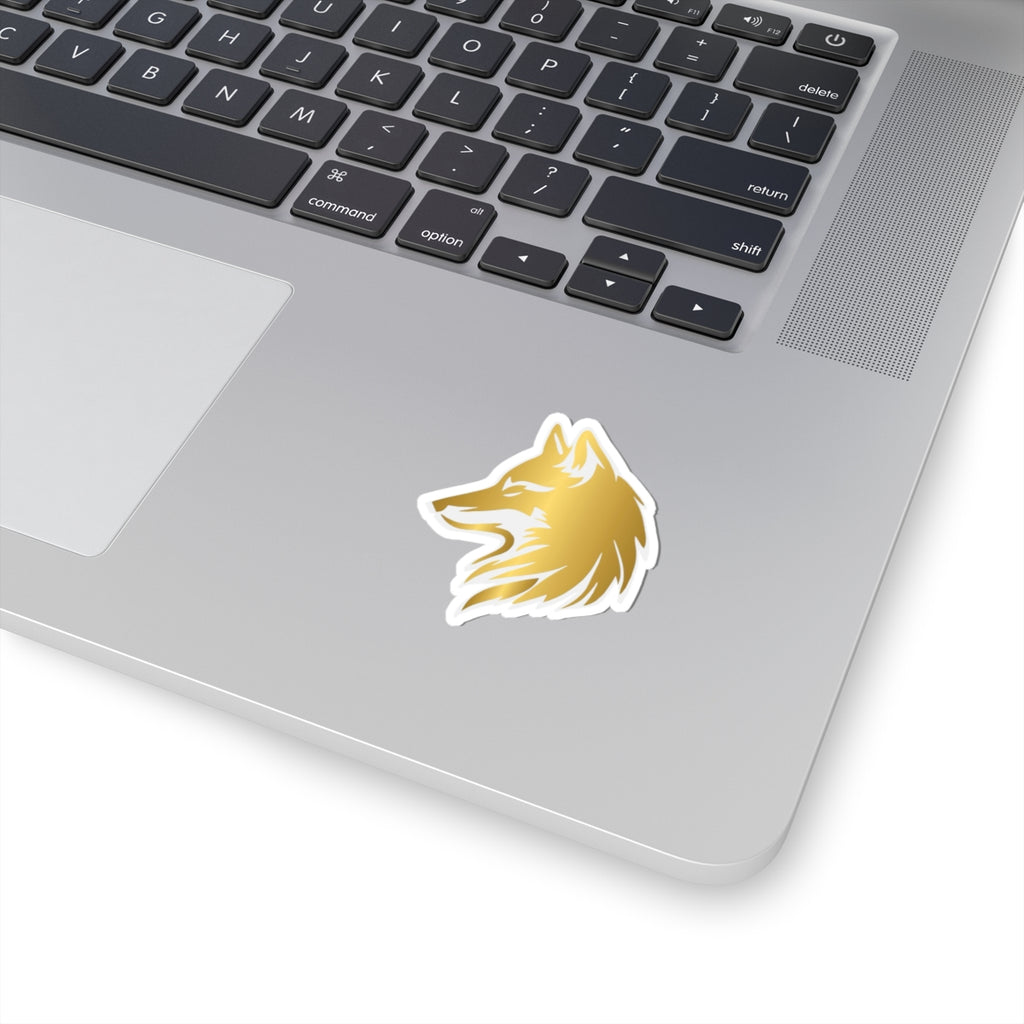 Gold Wolf Head Sticker Sticker Vinyl Decal for Laptops & Water Bottles